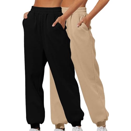 XCXC 2er-Pack Damen Jogginghose mit Cinch-Bottom und Taschen Frauen Einfarbiger Trainingsanzug Baggy Hose mit elastischer Taille für Lässiges Hip-Hop, Fitnessstudio und Joggen XCXC 2er-Pack Damen Jogginghose mit Cinch-Bottom und Taschen Frauen Einfarbiger Trainingsanzug Baggy Hose mit elastischer Taille für Lässiges Hip-Hop, Fitnessstudio und Joggen von XCXC