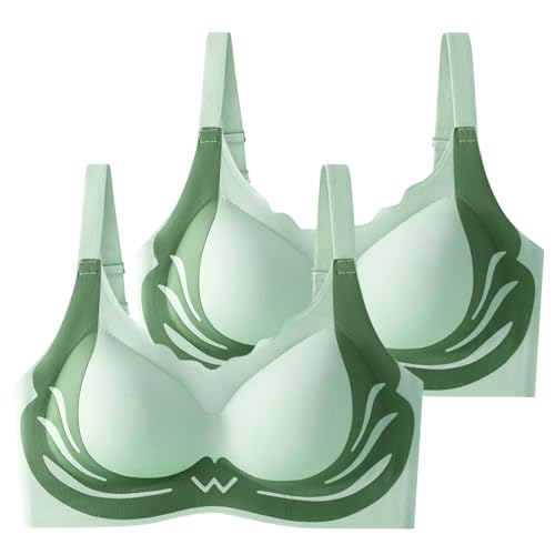 XCXC 2er Pack Damen Seamless BHS ohne Bügel Frauen Nahtloser Push-Up BHS Herren Atmungsaktive Bügelloser Unterwäsche Sexy Bustier mit Verstellbaren Trägern Women Bra von XCXC