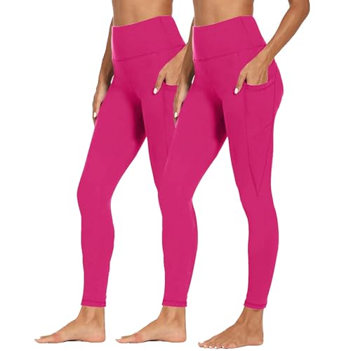 XCXC 2er-Pack Jogginghose Damen Einfarbiges Yogahose mit Taschen Frauen Bequem High Waist Hosen Leggings Sporthose Trainingshose Fitnesshose für Sport Yoga Gym von XCXC