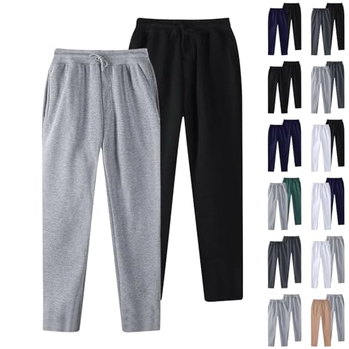 XCXC 2er Pack Jogginghose Herren Einfarbiger Baggy Hose mit Kordelzug und Taschen Männer Sporthose Wanderhose Trainingshose Outdoor Hosen für Lässiges Fitnessstudio und Joggen von XCXC