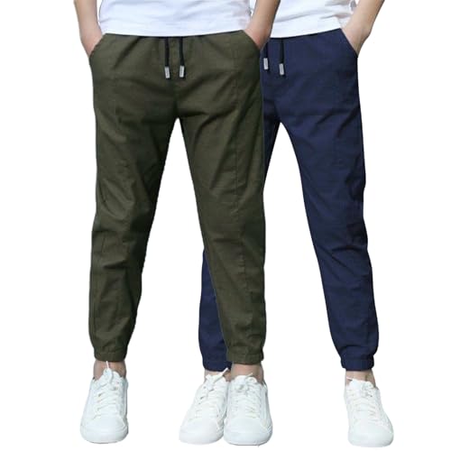 XCXC 2er-Pack Jogginghose Jungen Baumwoll-Leinen Hose Kinder Locker geschnittene Freizeithose mit Kordelzug und elastischen Bündchen Trainingshose Cargohose Miederhose Outdoor Hose XCXC 2er-Pack Jogginghose Jungen Baumwoll-Leinen Hose Kinder Locker geschnittene Freizeithose mit Kordelzug und elastischen Bündchen Trainingshose Cargohose Miederhose Outdoor Hose von XCXC