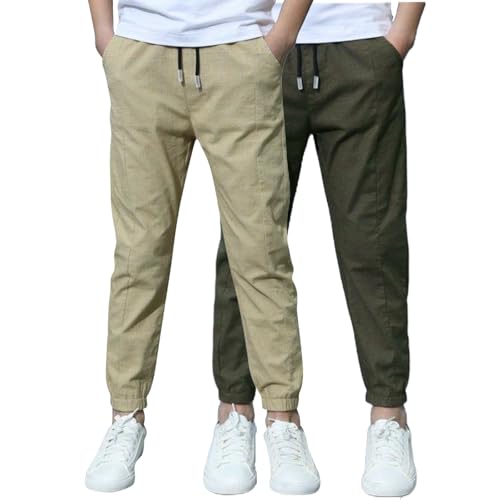 XCXC 2er-Pack Jogginghose Jungen Baumwoll-Leinen Hose Kinder Locker geschnittene Freizeithose mit Kordelzug und elastischen Bündchen Trainingshose Cargohose Miederhose Outdoor Hose XCXC 2er-Pack Jogginghose Jungen Baumwoll-Leinen Hose Kinder Locker geschnittene Freizeithose mit Kordelzug und elastischen Bündchen Trainingshose Cargohose Miederhose Outdoor Hose von XCXC