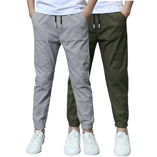 XCXC 2er-Pack Jogginghose Jungen Baumwoll-Leinen Hose Kinder Locker geschnittene Freizeithose mit Kordelzug und elastischen Bündchen Trainingshose Cargohose Miederhose Outdoor Hose XCXC 2er-Pack Jogginghose Jungen Baumwoll-Leinen Hose Kinder Locker geschnittene Freizeithose mit Kordelzug und elastischen Bündchen Trainingshose Cargohose Miederhose Outdoor Hose von XCXC