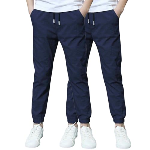 XCXC 2er-Pack Jogginghose Jungen Baumwoll-Leinen Hose Kinder Locker geschnittene Freizeithose mit Kordelzug und elastischen Bündchen Trainingshose Cargohose Miederhose Outdoor Hose XCXC 2er-Pack Jogginghose Jungen Baumwoll-Leinen Hose Kinder Locker geschnittene Freizeithose mit Kordelzug und elastischen Bündchen Trainingshose Cargohose Miederhose Outdoor Hose von XCXC