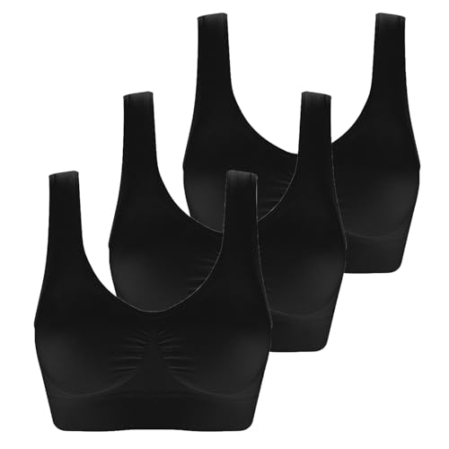 XCXC 3er Pack BH Damen ohne Bügel Push Up Sport BH Set Frauen Starker Halt Große Größen Unsichtbarer Luftiger BHS Yoga-BH von XCXC