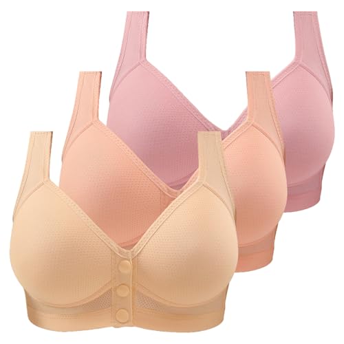 XCXC 3er-Pack BH Damen ohne Bügel mit Vorderverschluss Frauen Komfortables Große Größen Klassische BHS Set mit verstellbaren Trägern Sport BH Women Bra für Schlafen Yoga Gym Outdoor Fitness XCXC 3er-Pack BH Damen ohne Bügel mit Vorderverschluss Frauen Komfortables Große Größen Klassische BHS Set mit verstellbaren Trägern Sport BH Women Bra für Schlafen Yoga Gym Outdoor Fitness von XCXC