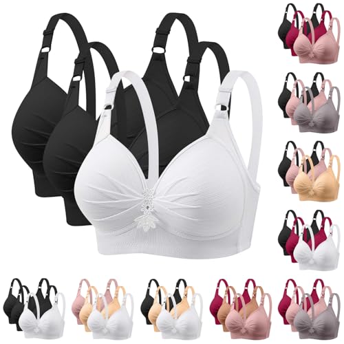 XCXC 3er Pack BHS Damen Ohne Bügel Push Up BH Set Frauen Grosse Grössen Klassische BH mit verstellbarem Weich Atmungsaktiver Bequem BHS Set Bustier für Alltag Fitness Outdoor von XCXC