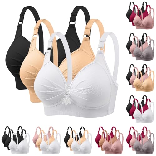 XCXC 3er Pack BHS Damen Ohne Bügel Push Up BH Set Frauen Grosse Grössen Klassische BH mit verstellbarem Weich Atmungsaktiver Bequem BHS Set Bustier für Alltag Fitness Outdoor XCXC 3er Pack BHS Damen Ohne Bügel Push Up BH Set Frauen Grosse Grössen Klassische BH mit verstellbarem Weich Atmungsaktiver Bequem BHS Set Bustier für Alltag Fitness Outdoor von XCXC
