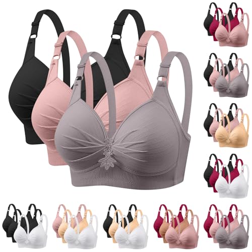 XCXC 3er Pack BHS Damen Ohne Bügel Push Up BH Set Frauen Grosse Grössen Klassische BH mit verstellbarem Weich Atmungsaktiver Bequem BHS Set Bustier für Alltag Fitness Outdoor von XCXC