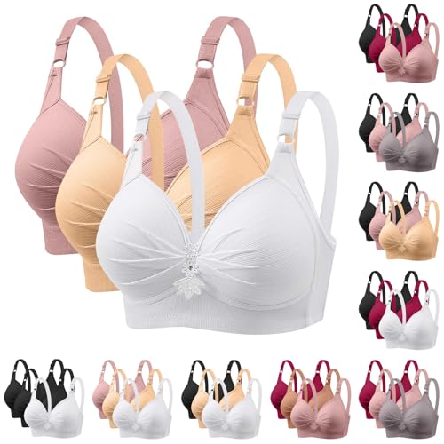 XCXC 3er Pack BHS Damen Ohne Bügel Push Up BH Set Frauen Grosse Grössen Klassische BH mit verstellbarem Weich Atmungsaktiver Bequem BHS Set Bustier für Alltag Fitness Outdoor von XCXC