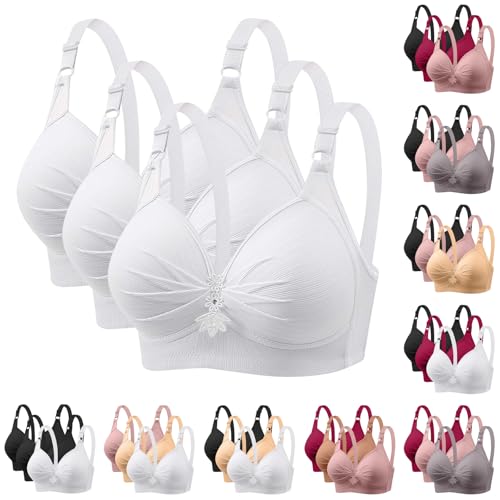 XCXC 3er Pack BHS Damen Ohne Bügel Push Up BH Set Frauen Grosse Grössen Klassische BH mit verstellbarem Weich Atmungsaktiver Bequem BHS Set Bustier für Alltag Fitness Outdoor von XCXC