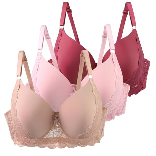 XCXC 3er Pack Damen BHS mit Bügel 85–115 B/C Große Größen Push-Up Spitzen-BH mit Verstellbaren Trägern Leicht Atmungsaktiv Komfort Unterwäsche für Alltag und Freizeit XCXC 3er Pack Damen BHS mit Bügel 85–115 B/C Große Größen Push-Up Spitzen-BH mit Verstellbaren Trägern Leicht Atmungsaktiv Komfort Unterwäsche für Alltag und Freizeit von XCXC
