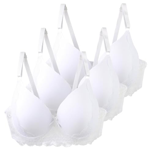 XCXC 3er Pack Damen BHS mit Bügel 85–115 B/C Große Größen Push-Up Spitzen-BH mit Verstellbaren Trägern Leicht Atmungsaktiv Komfort Unterwäsche für Alltag und Freizeit von XCXC
