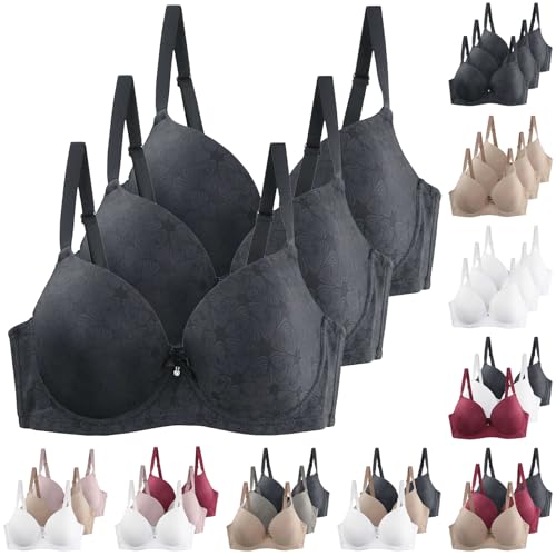 XCXC 3er-Pack Damen BHS mit Bügel Frauen Große Größen Push-Up Leicht Perfekte Passform Klassische-BH mit Verstellbaren Trägern, Anti-Sagging BH Set für Alltag und Freizeit von XCXC
