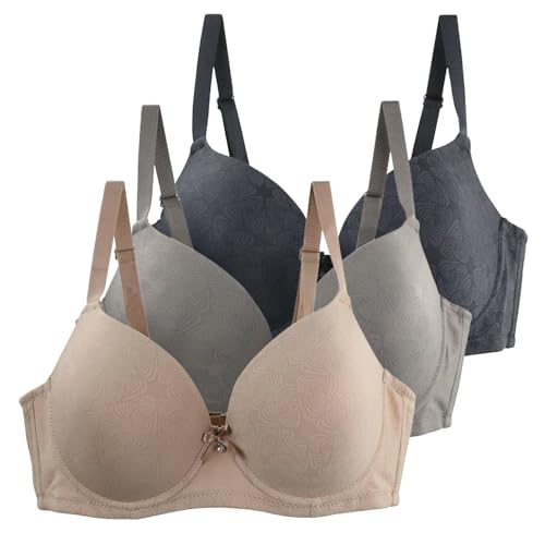 XCXC 3er-Pack Damen BHS mit Bügel Frauen Große Größen Push-Up Leicht Perfekte Passform Klassische-BH mit Verstellbaren Trägern, Anti-Sagging BH Set für Alltag und Freizeit von XCXC