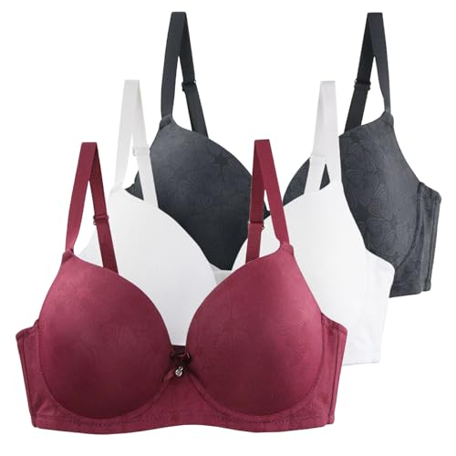 XCXC 3er-Pack Damen BHS mit Bügel Frauen Große Größen Push-Up Leicht Perfekte Passform Klassische-BH mit Verstellbaren Trägern, Anti-Sagging BH Set für Alltag und Freizeit von XCXC