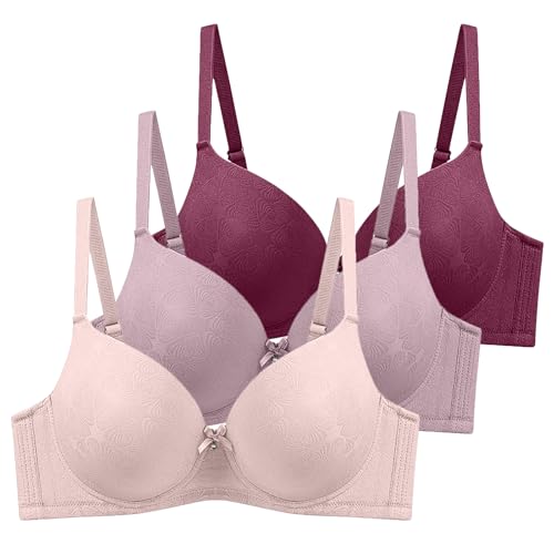 XCXC 3er Pack Damen BHS mit Bügel Frauen Spitzen-BH Leicht Perfekte Passform Klassische Anti-Sagging BH Set mit Verstellbaren Trägern für Alltag und Freizeit von XCXC
