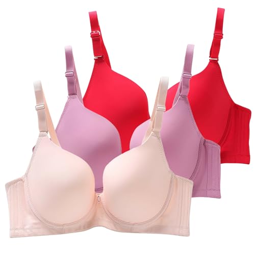 XCXC 3er Pack Damen BHS mit Bügel Frauen Spitzen-BH Leicht Perfekte Passform Klassische Anti-Sagging BH Set mit Verstellbaren Trägern für Alltag und Freizeit von XCXC