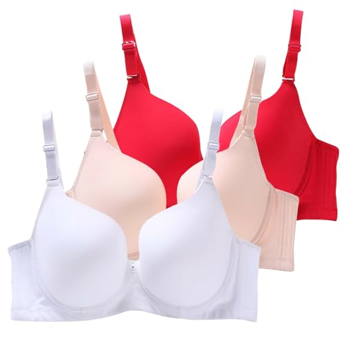 XCXC 3er Pack Damen BHS mit Bügel Frauen Spitzen-BH Leicht Perfekte Passform Klassische Anti-Sagging BH Set mit Verstellbaren Trägern für Alltag und Freizeit von XCXC