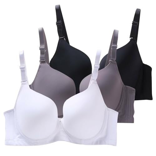 XCXC 3er Pack Damen BHS mit Bügel Frauen Spitzen-BH Leicht Perfekte Passform Klassische Anti-Sagging BH Set mit Verstellbaren Trägern für Alltag und Freizeit von XCXC