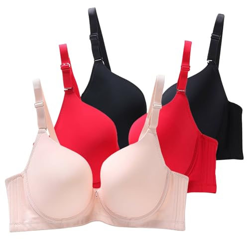 XCXC 3er Pack Damen BHS mit Bügel Frauen Spitzen-BH Leicht Perfekte Passform Klassische Anti-Sagging BH Set mit Verstellbaren Trägern für Alltag und Freizeit von XCXC
