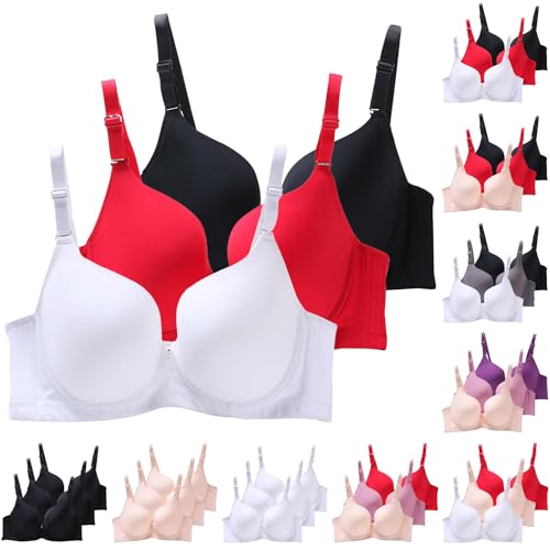 XCXC 3er Pack Damen BHS mit Bügel Frauen Spitzen-BH Leicht Perfekte Passform Klassische Anti-Sagging BH Set mit Verstellbaren Trägern für Alltag und Freizeit von XCXC