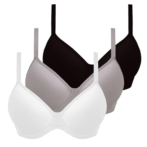 XCXC 3er-Pack Damen BHS mit Bügel Push-Up Soft BH Frauen Bequemer Bügelloser Klassische-BH mit Verstellbaren Trägern Perfekte Passform Bra Set für Alltag und Freizeit von XCXC