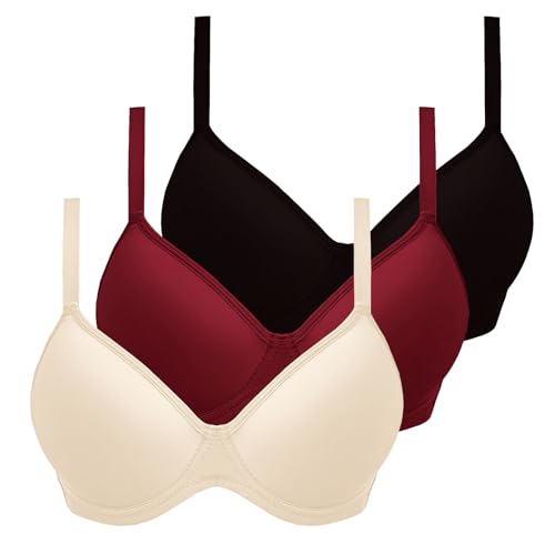 XCXC 3er-Pack Damen BHS mit Bügel Push-Up Soft BH Frauen Bequemer Bügelloser Klassische-BH mit Verstellbaren Trägern Perfekte Passform Bra Set für Alltag und Freizeit von XCXC