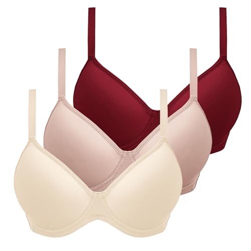 XCXC 3er-Pack Damen BHS mit Bügel Push-Up Soft BH Frauen Bequemer Bügelloser Klassische-BH mit Verstellbaren Trägern Perfekte Passform Bra Set für Alltag und Freizeit von XCXC