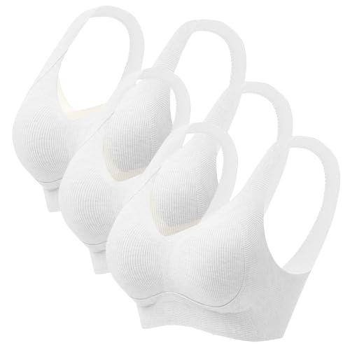 XCXC 3er Pack Damen BHS ohne Bügel mit Push-Up Effekt und seitlichem Halt Frauen Unsichtbarer Soft Sports BH mit Breiten Trägern und Rückverschluss für Herbst Winter Alltag von XCXC