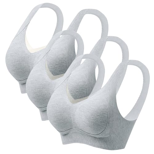 XCXC 3er Pack Damen BHS ohne Bügel mit Push-Up Effekt und seitlichem Halt Frauen Unsichtbarer Soft Sports BH mit Breiten Trägern und Rückverschluss für Herbst Winter Alltag von XCXC