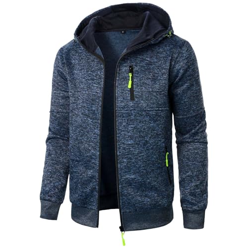 XCXC Herren Kapuzenjacke mit Reißverschluss Männer Jacke Strickjacke mit Brusttasche und Seitentaschen Trainingsjacke Freizeitjacke Übergangsjacke für Herbst Winter Alltag von XCXC