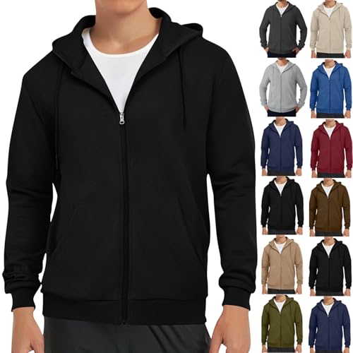XCXC Herren Kapuzenjacke mit Reißverschluss Männer Übergangsjacke mit Kordelzug Brusttasche Seitentaschen Langarm Freizeitjacke Trainingsjacke Freizeitjacke für Alltag Fitness Outdoor von XCXC