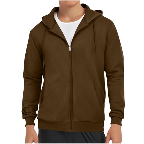 XCXC Herren Kapuzenjacke mit Reißverschluss Männer Übergangsjacke mit Kordelzug Brusttasche Seitentaschen Langarm Freizeitjacke Trainingsjacke Freizeitjacke für Alltag Fitness Outdoor von XCXC