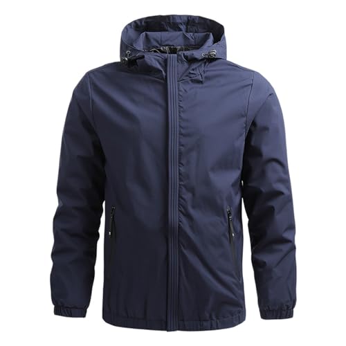 XCXC Jacke Herren Übergangsjacke mit Kapuze Männer Regenjacke Softshelljacke mit Reißverschluss Herren Winddicht Outdoorjacke Herbstjacke Winterjacke Wintermantel Kapuzenjacke Trenchcoat von XCXC