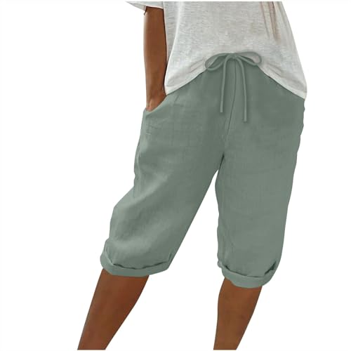 XCXC Kurze Hose Damen Einfarbige Shorts Frauen Cotton und Linen Hosen Sommerhose Leinenhose Comfort Fit Strandhose mit Kordelzug Casual Pants Hohe Taille Freizeithose XCXC Kurze Hose Damen Einfarbige Shorts Frauen Cotton und Linen Hosen Sommerhose Leinenhose Comfort Fit Strandhose mit Kordelzug Casual Pants Hohe Taille Freizeithose von XCXC