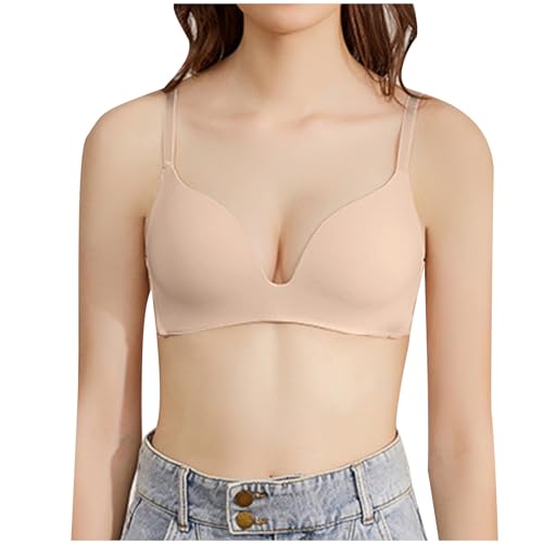 XCXC Seamless Sport BH Spaghetti Bra Damen Bralette für Tiefen Rückenausschnitt Push Up Bustier Extrem Balconette BH Push Up Bandeau BH Mädchen Top Damen Sommer BH Schwangerschaft M Medium von XCXC