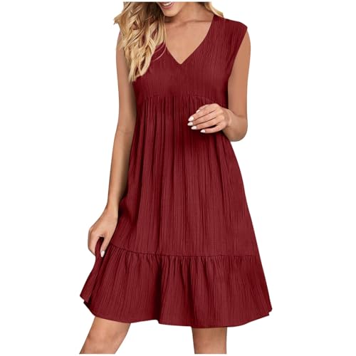 XCXC Sommerkleid Damen ärmellos V-Ausschnitt Kleid Locker Geschnitten A-Linie Kleider Strandkleid Frauen Leicht Luftig Knielang Crinkle Look Freizeitkleid für Urlaub Strand Alltag viele Farben XCXC Sommerkleid Damen ärmellos V-Ausschnitt Kleid Locker Geschnitten A-Linie Kleider Strandkleid Frauen Leicht Luftig Knielang Crinkle Look Freizeitkleid für Urlaub Strand Alltag viele Farben von XCXC