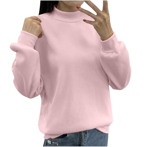 XCXC Sweatshirt Pullover Damen Einfarbiges Basic Langarmshirt Frauen Rundhals Pulli ohne Kapuze Herbst Winter Casual Longsleeve Oberteile Langarm Bluse Tops von XCXC