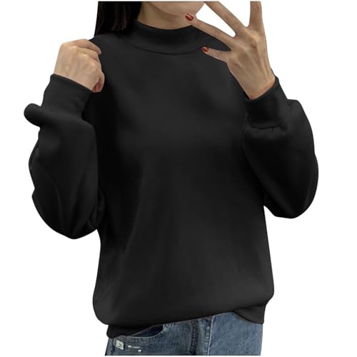 XCXC Sweatshirt Pullover Damen Einfarbiges Basic Langarmshirt Frauen Rundhals Pulli ohne Kapuze Herbst Winter Casual Longsleeve Oberteile Langarm Bluse Tops von XCXC