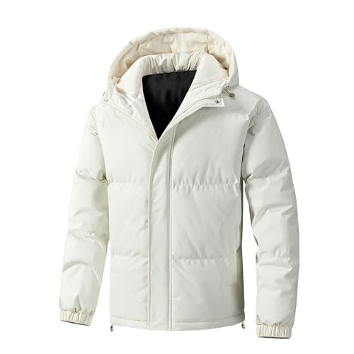 XCXC Winterjacke Herren Einfarbiges Jacke mit Kapuze Männer Pufferjacke Steppjacke mit Reißverschluss Down Coat Winddicht Windbreaker Outdoorjacke Warme Jacke Mantel Herbstjacke Wintermantel von XCXC