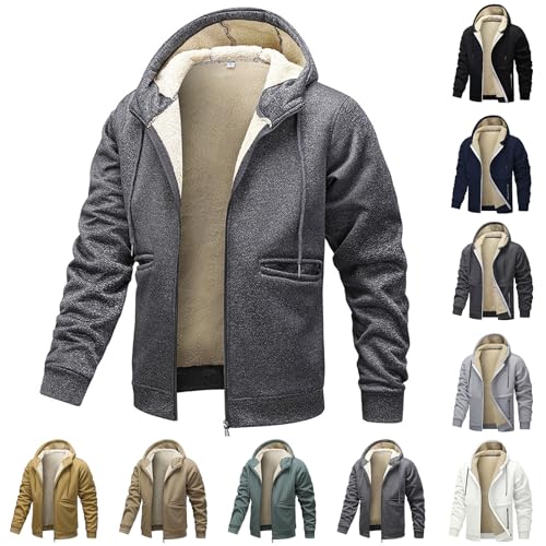 XCXC Winterjacke Herren Gefütterte Jacke mit Kapuze Männer Einfarbiges Mantel mit Reißverschluss Herren Winddicht Outdoorjacke Wärmend Jacke Mantel Wintermantel XCXC Winterjacke Herren Gefütterte Jacke mit Kapuze Männer Einfarbiges Mantel mit Reißverschluss Herren Winddicht Outdoorjacke Wärmend Jacke Mantel Wintermantel von XCXC