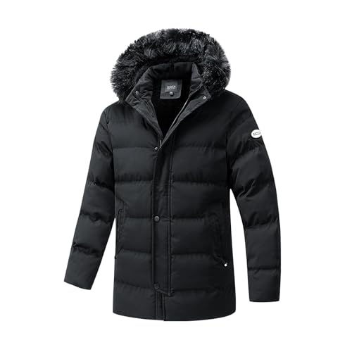 XCXC Winterjacke Herren Gefütterte Jacke mit abnehmbarer Kapuze Männer Reißverschluss Pufferjacke Down Coat Winddicht Windbreaker Outdoorjacke Warme Jacke Mantel Herbstjacke Wintermantel von XCXC