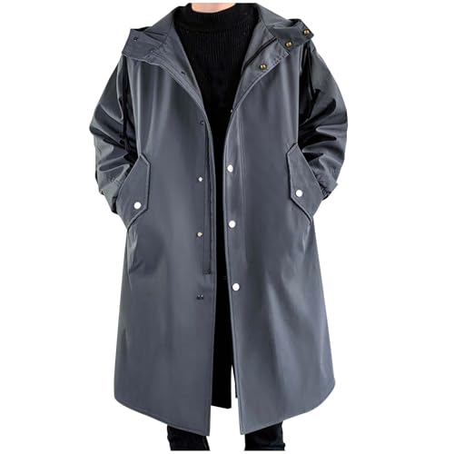 XCXC Winterjacke Herren Lang Winddicht Mantel Jacke mit Kapuze Männer Trenchcoat mit Reißverschluss Herren Outdoorjacke Wärmend Herbstjacke Wintermantel von XCXC