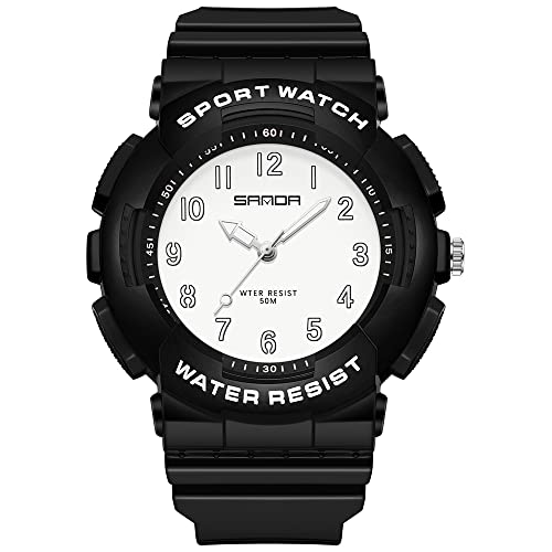 XCZAP Armbanduhr für Frauen, Mädchen, Studenten, hautfreundliches Silikonband, wasserdicht, Quarz-Armbanduhr, Schwarz Weiß, Einfachheit von XCZAP
