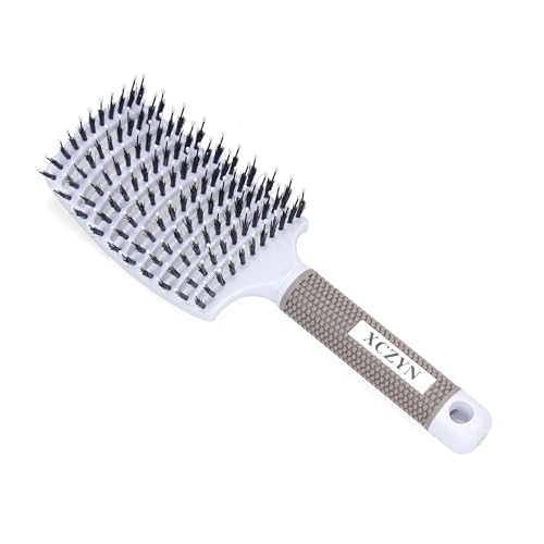 XCZYN Borstenhaarbürste, schnelles, trockenes Haar, Paddelbürste, professionell, gebogen, belüftet, geeignet für Männer und Frauen, lang, dick, lockig, glatt, nasses oder trockenes Haar (Weiß, 1 XCZYN Borstenhaarbürste, schnelles, trockenes Haar, Paddelbürste, professionell, gebogen, belüftet, geeignet für Männer und Frauen, lang, dick, lockig, glatt, nasses oder trockenes Haar (Weiß, 1 von XCZYN