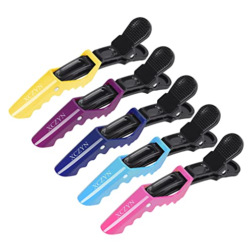 XCZYN Professionelle Salon Haarspangen für Damen Styling Haarnadeln Kunststoff Krokodil Haarklammern Abteilungsklammern Friseur Perfekt für dickes oder dünnes Haar (5 Stück, bunte Farbe) von XCZYN