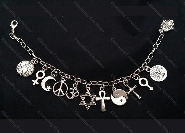 Deluxe Coexist Charm Armband Silberfarbene Kette Mit Charms An Repräsentant Für Alle Menschen, Die in Harmonie Zusammenleben, Gesichert Einem Deluxe Coexist Charm Armband Silberfarbene Kette Mit Charms An Repräsentant Für Alle Menschen, Die in Harmonie Zusammenleben, Gesichert Einem von XCharmingCreationsX