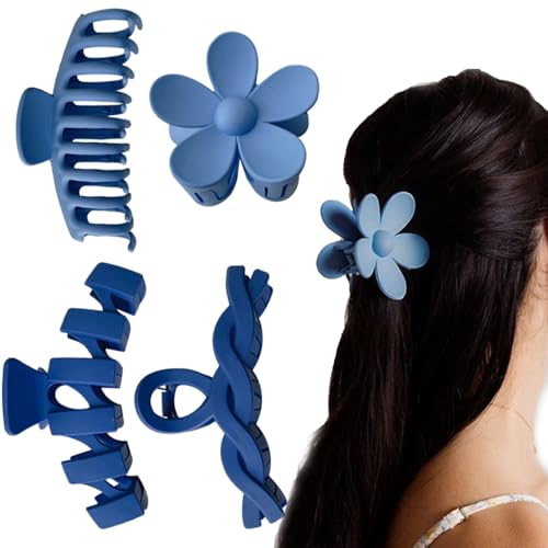 Haarklammern für dickes Haar, niedlich, matt, große Blumenklammern, rutschfeste Haarspangen für Damen und Mädchen, Haarstyling-Zubehör, 4 Stück Haarklammern für dickes Haar, niedlich, matt, große Blumenklammern, rutschfeste Haarspangen für Damen und Mädchen, Haarstyling-Zubehör, 4 Stück von XDANWNG