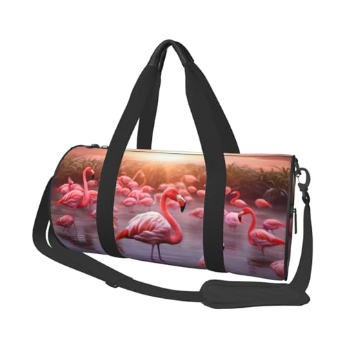 Flamingos große Kapazität Reisetaschen und Sporttaschen Ringförmige Griffe an der Oberseite Wochenendhandtaschen und runde Gepäcktaschen können sowohl von Männern als auch von Frauen verwendet werden, von XDCYWBZDBC